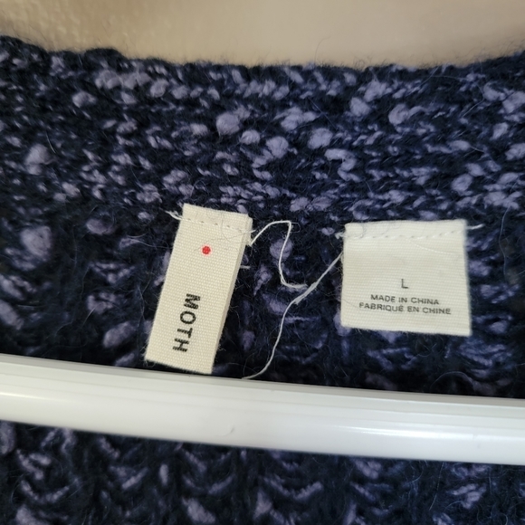 Anthropologie Moth Navy Zipped Stitch Wool/Alpaca Blend Pullover Knit Sweater - Picture 10 of 16